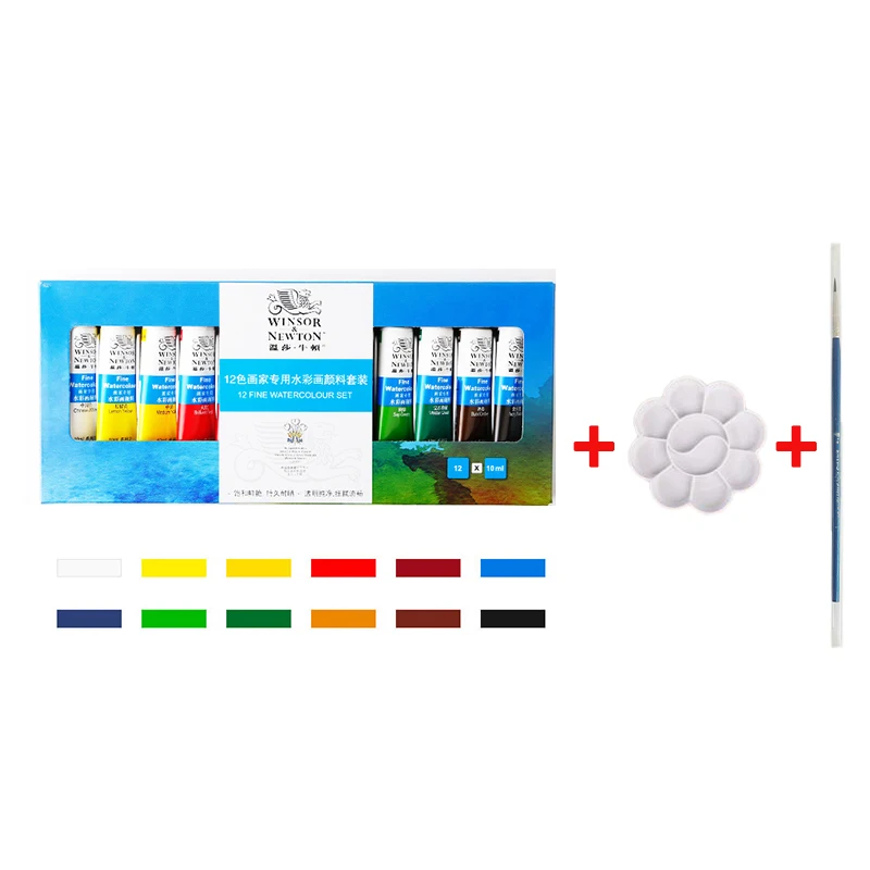 WINSOR& NEWTON 12/18/24 Цвета акварель Краски ing Краски комплект тонкой гладкой Высокое качество 10 мл акварель пигмент для мануального татуажа художника студента - Цвет: 12colors-set