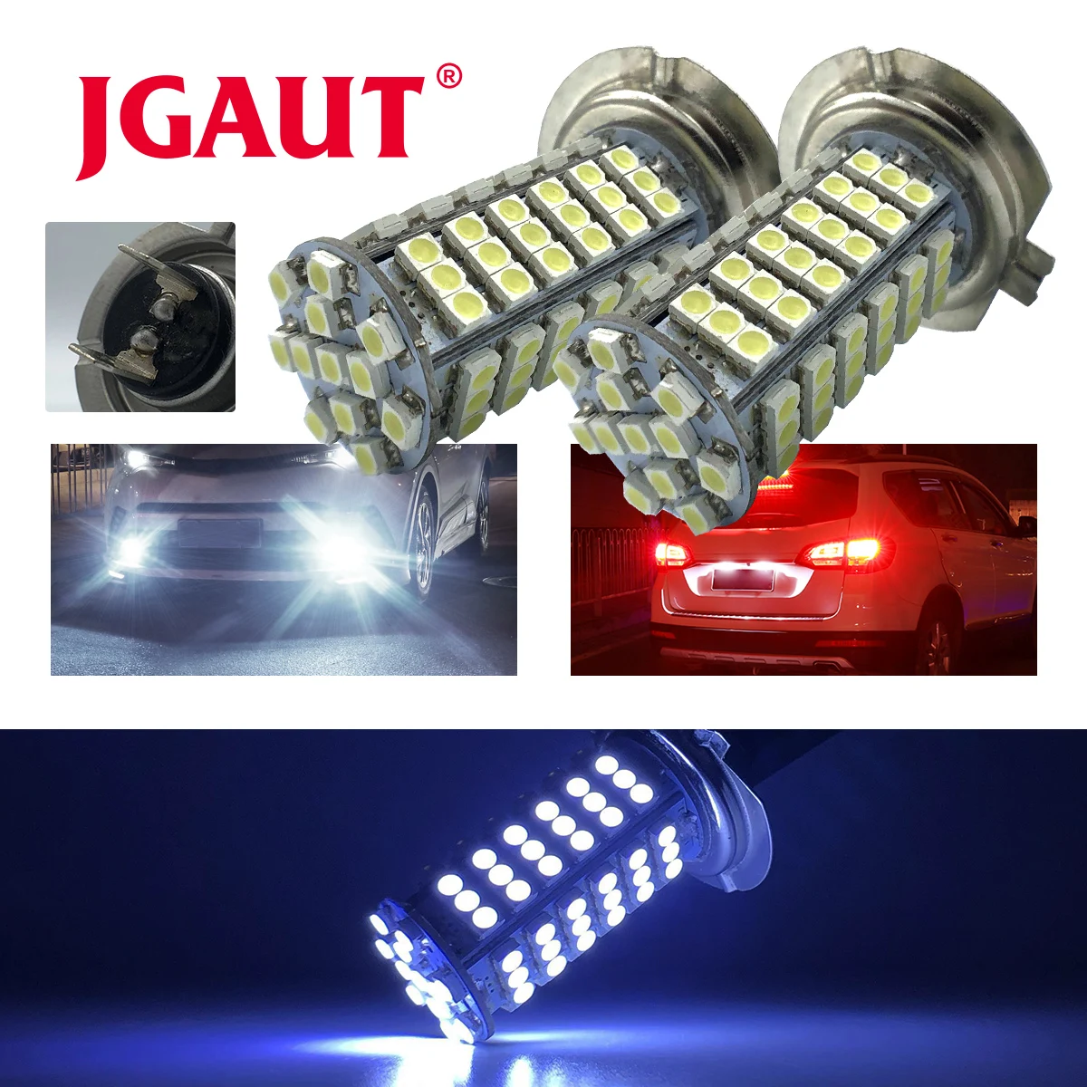 JGAUT H7 120 SMD 3528 автомобиль светодиодный лампы супер яркие белые Противотуманные фары 12V 24V Белый вождения дневные ходовые лампы Авто Мото грузовик
