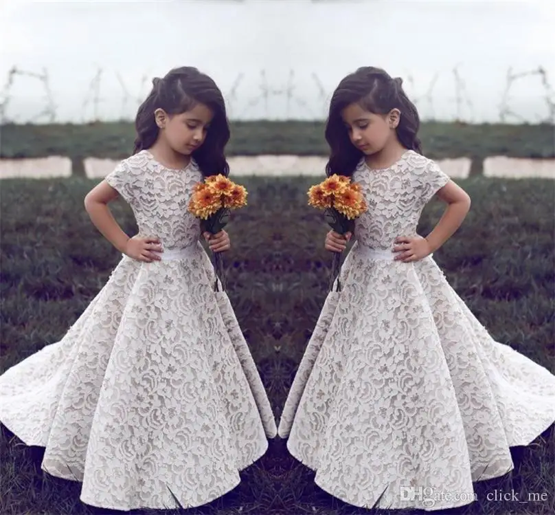 Kant Bloem Meisje Jurken Voor Bruiloft Vintage Jewel Korte Mouwen A Line Meisjes Pageant Jurk Sweep Trein Kids Verjaardag Prom jurk Kant Bloem Meisje Jurken Voor Bruiloft Vintage Jewel Korte Mouwen A Line Meisjes Pageant Jurk Sweep Trein Kids Verjaardag Prom jurk