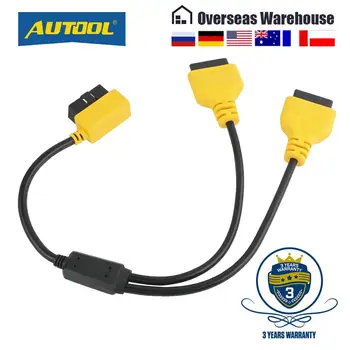 

AUTOOL 50cm OBD2 Cable Connector Universal Car OBD 2 Adapter 1 to 2 Splitter Wire 16pin OBDII Male to Female Extension Cord