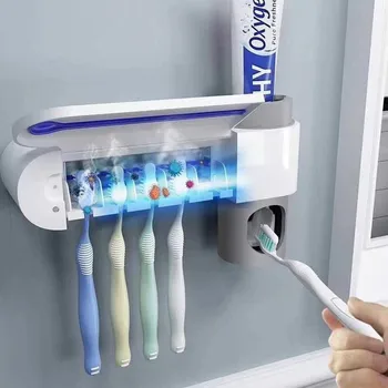 

Dropsihp Antibacteria 2 in 1 UV Light Ultraviolet Toothbrush Automatic Toothpaste Dispenser Sterilizer Toothbrush Holder Cleaner