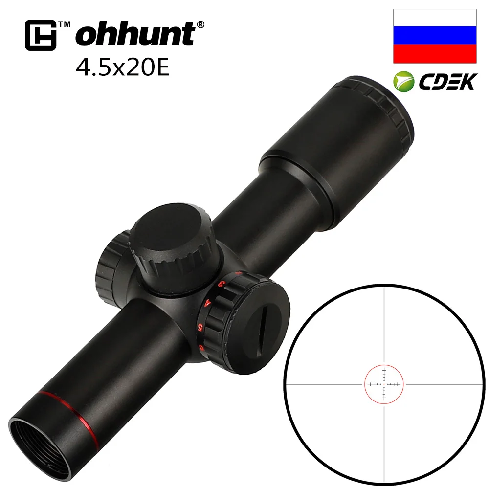 Тактический Ohhunt 4.5x20E компактный охотничий прицел с красной подсветкой из стекла с гравировкой с откидной крышкой для объектива