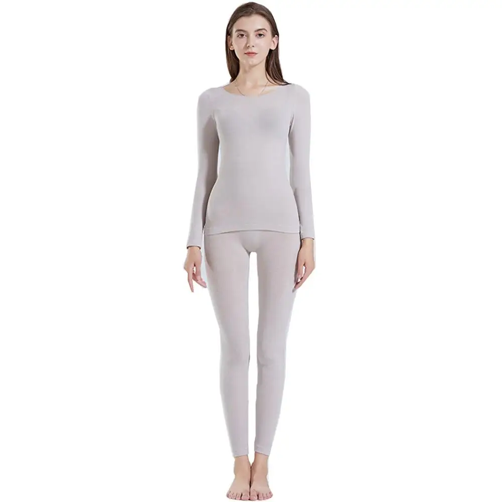 Women Gray Мужское осенне-зимнее теплое длинное нижнее белье, комплект домашнего бесшовного эластичного термобелья, мужское термобелье - Цвет: Women Gray