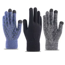 Зимние перчатки для сенсорного экрана женские мужские теплые тянущиеся вязаные варежки полный палец Guantes женские Luvas Утепленные перчатки дл пар G019