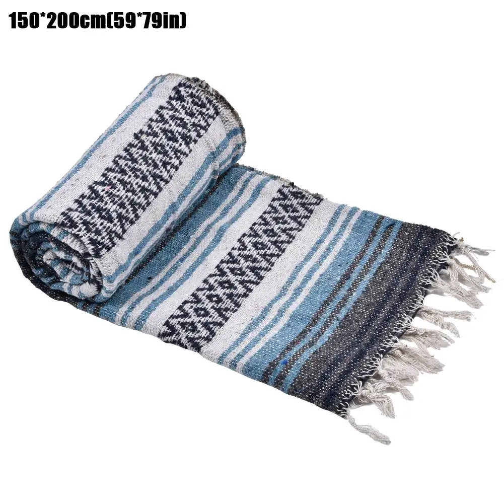 Толстая мягкая плетёная Мексиканская Falsa одеяло ручной тканый коврик для йоги одеяло модное одеяло тканый коврик ручной работы одеяло для пикника кемпинга - Цвет: 150x200cm