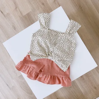 

Girls Sets Summer 2020 Baby Girl Dot Vest and Shorts Thin