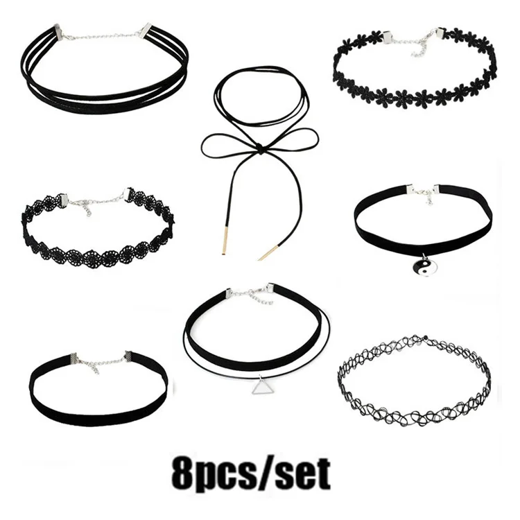 Hollow Designs Black Leather Velvet Choker Necklace Layer 30 H9a0af66e035f42829d4ecb2d96f27261A