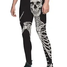 Череп кости Анатомия страшные брюки мужские леггинсы модные вечерние с животным принтом компрессионные дышащие девять штанов размера плюс эластичные