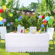 Настольная юбка, 3 слоя, белая скатерть, скатерть, покрытие для дня рождения, свадьбы, украшения, кружево