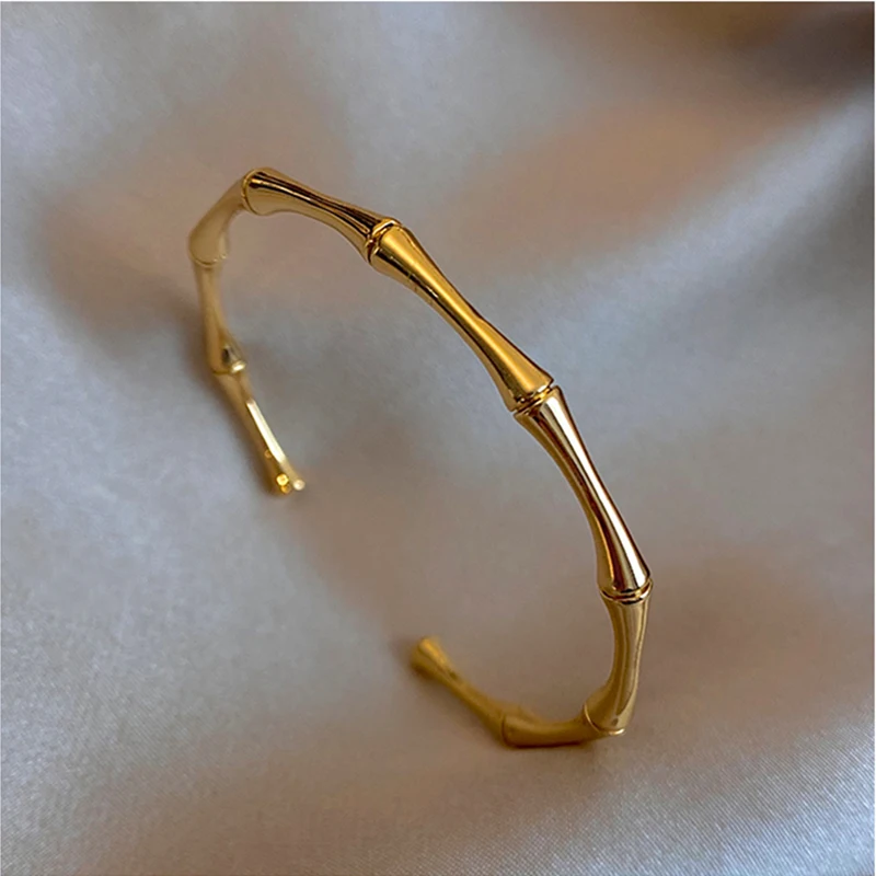 316L Stainless Steel Bamboo Open Thin Bangle Handmade Anniversary Gift bangle bracelet stainless steel bracelet