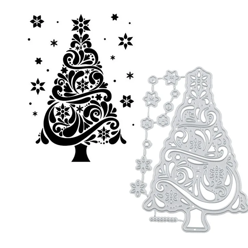 

GJCrafts Christmas Tree Dies Background Metal Cutting Dies for Card Making Scrapbooking Embossing Album Craft Frame Die Cuts