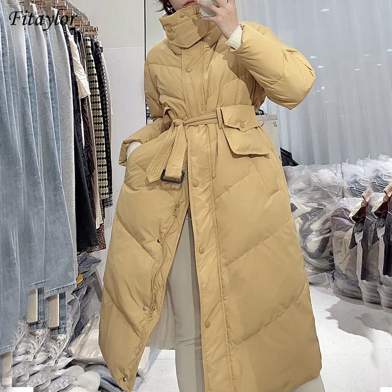 Fitaylor Winter Stand Collar Long Puffer Jacket