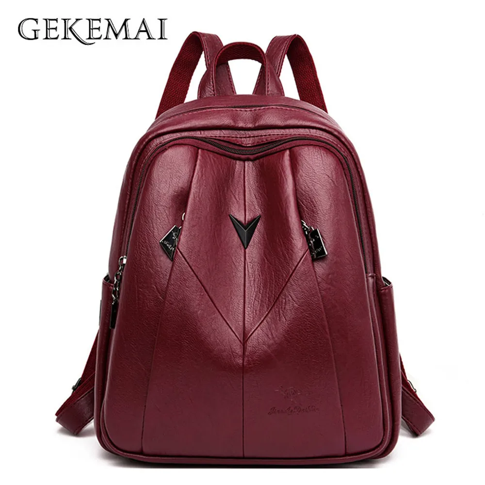 

Fashion Luxury Brand Leather Women Backpack Large Capacity Anti Theft Travel Backpacks Simple Shoulder Bags for Girls Mochila