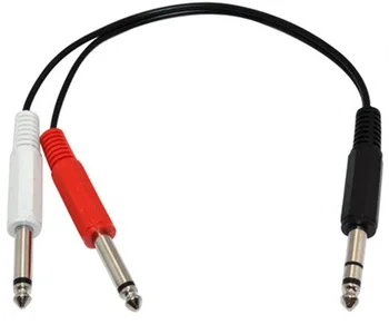 

6.35mm 1/4 Inch Male TRS Stereo to Dual 6.35mm 1/4" Male Mono Y Splitter Audio ,Insert TRS 1/4" to 2 x 6.35 TS 1/4"6.35MM2-6.3M