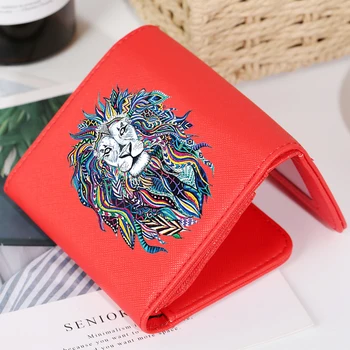 

Fashion Lady Short Clutch Wallet Zipper Credit Cards PU Leather Coin Purse for Girl Lion Print Female Wallets Portefeuille Femme