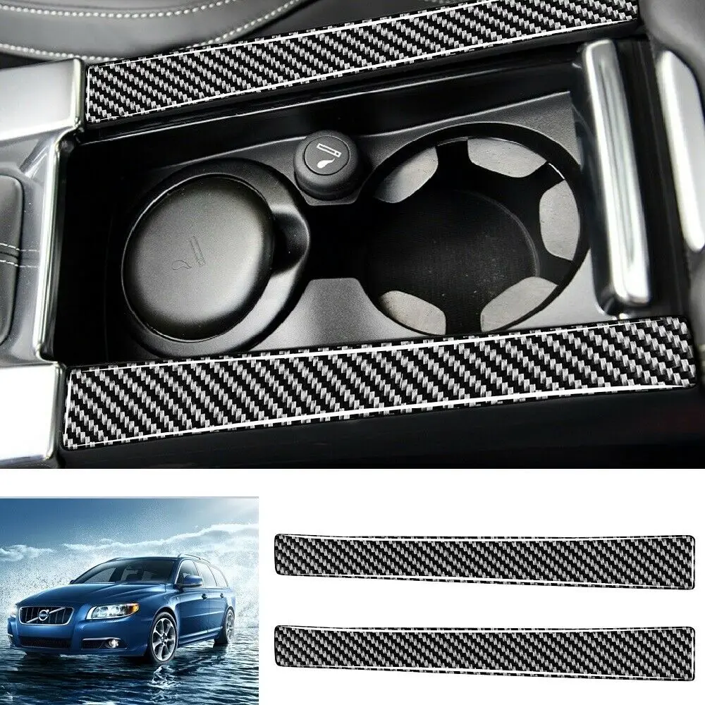 

Carbon Fiber Central Console Armrest Strip Trim For Volvo S60 V60 2010-2018 2pcs