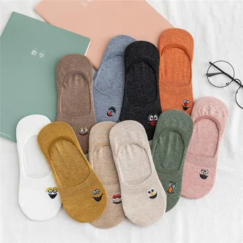 

Cartoon Woman Sock Socks for Women Ladies Thin Solid Casual Short Sox Couples Cotton Cute Cartoon Smiling Face Japanese Sokken