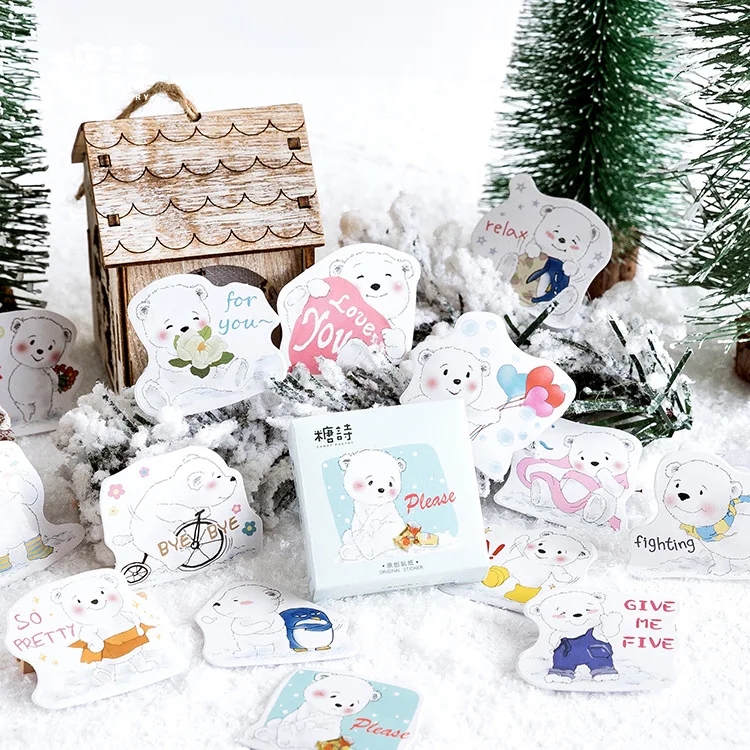 

45pcs/pack Lovely Cute Bear Calendar Diary Book Envelope Label Sticker Scrapbook Decoration Sticker For Christams