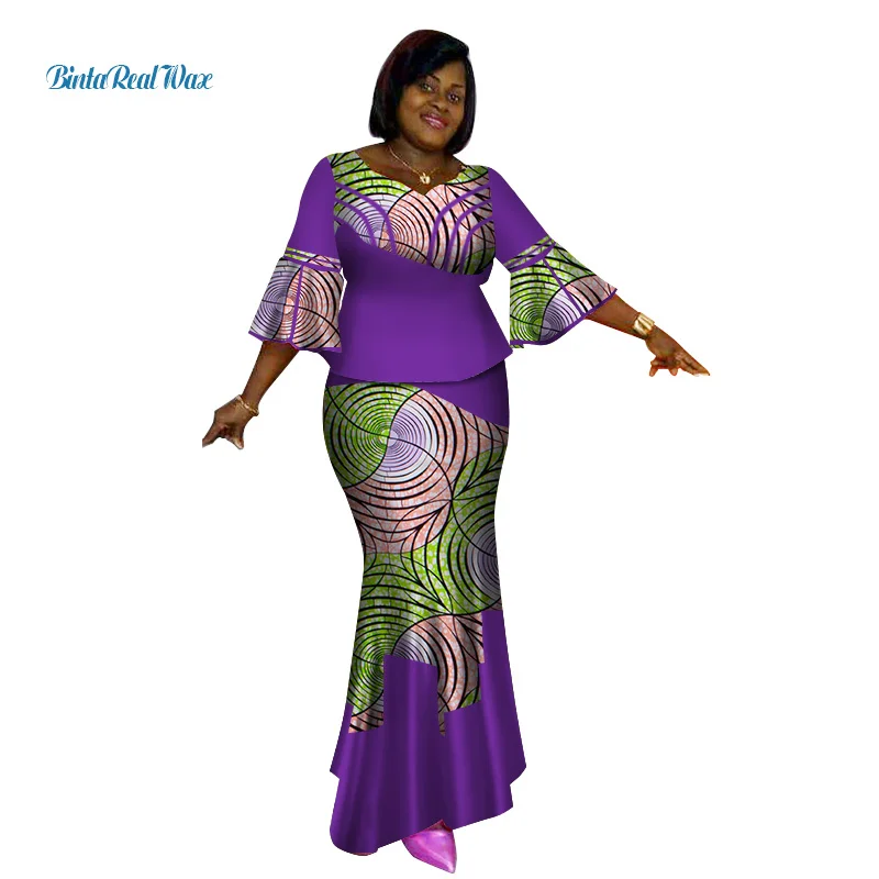 Bazin Riche африканские топы и юбки комплекты для женщин Африканский принт Дашики