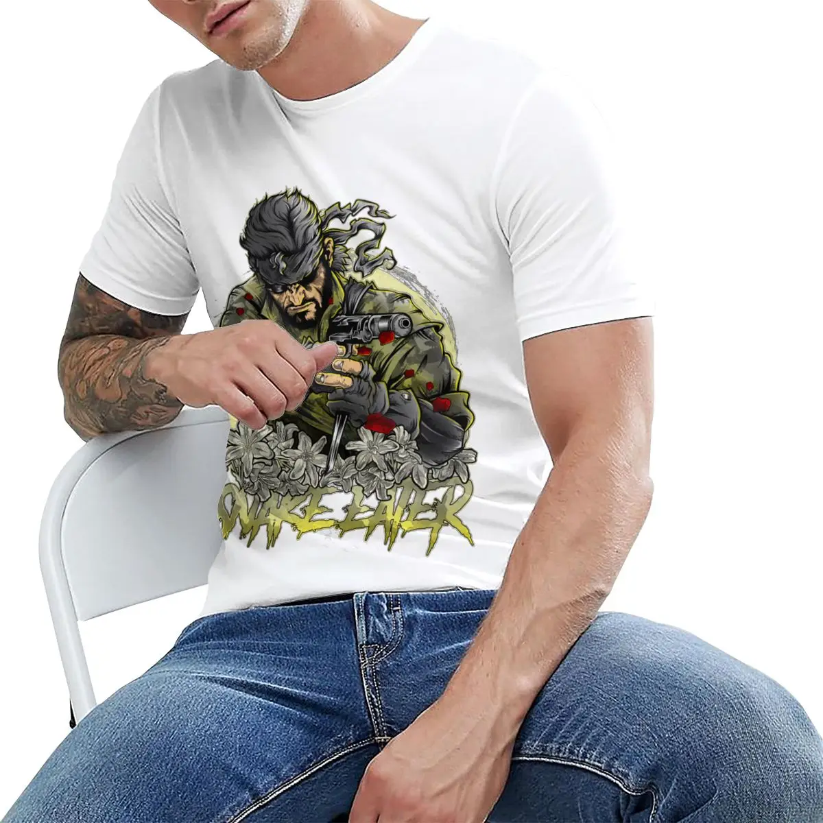 Мужская футболка из 100% хлопка с металлическим зубчатым механизмом Летняя