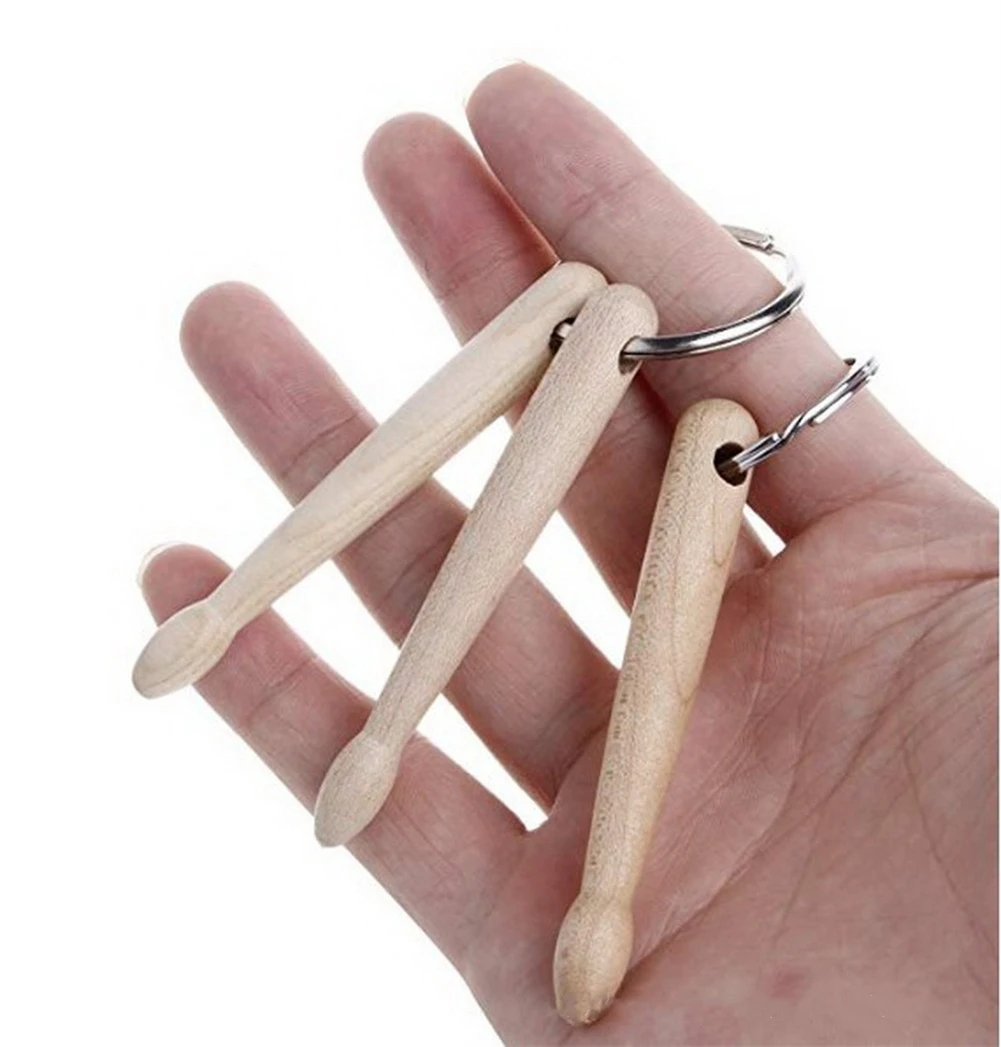 Mini Drum Sticks Keychain Beech Wood Drumsticks Percussion Key Ring