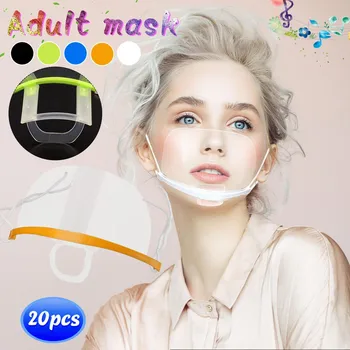 

20PC Adult Mask With Clear Window Visible Expression For The Deaf And Hard Of Hearing Creative Transparent screen Mouth Cover