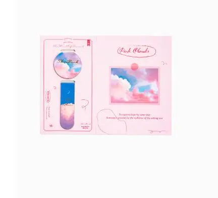 1set Magnetic Bookmarks Magnet Book Mark Landscape Clouds Simple Paper Book Clip Magnetic Material Bookmark School Supplies
