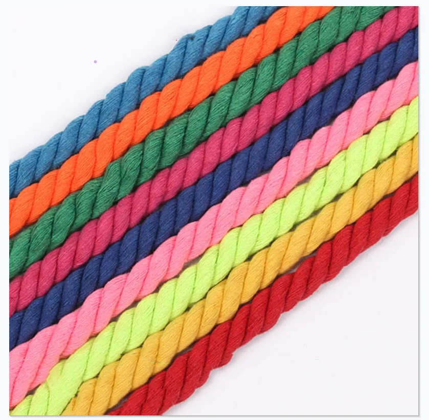 2Meters 12MM 3 Shares Twisted Colorful Cotton Cords/Rope for Bag Home Decor DIY Textile Accessories cotton rope