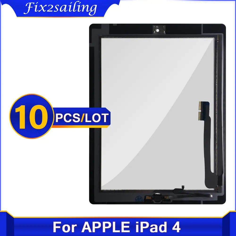 10 шт. для iPad 4 4th Gen A1458 A1459 A1460 9," lcd Внешний сенсорный экран дигитайзер запасная Передняя стеклянная панель+ кнопка Home