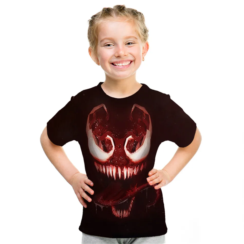 Коллекция года, летняя детская футболка с рисунком аниме «фильм 3D» Venom Дэдпул паук, футболка с принтом черепа для мальчиков и девочек Детские футболки, топы, От 4 до 12 лет