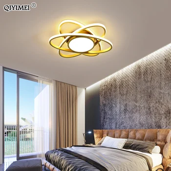 

Modern LED Chandelier Lights Living Study Dining Room Bedroom Lamps Gold Lacquered Flower-shaped Lighting AC 90-260V