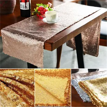 

Sequin Table Runner Rose Gold/Gold/Silver Color Luxury Style Wholesale For Wedding Hotel Dinner Party Decoration