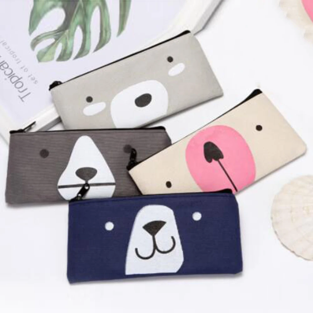 

Cute pencil bag Canvas Multi-Use Pencil Case cartoon large capacity pencil bag storage simple style