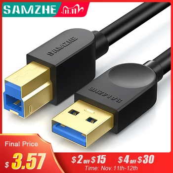 

SAMZHE USB 3.0 Printer Cable USB Type B Male to A Male USB 2.0 Cable for Canon Epson HP Label Printer USB Printer