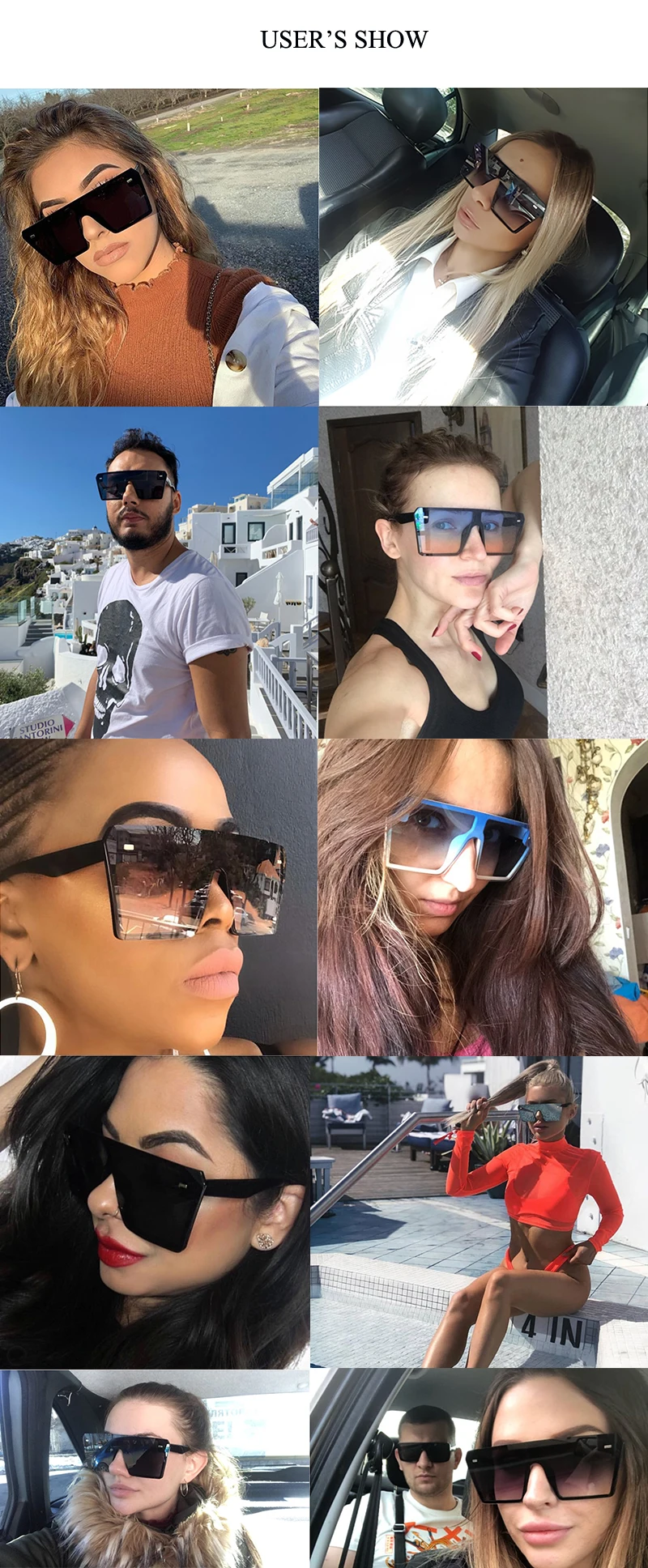 6 women square oversize sunglasses