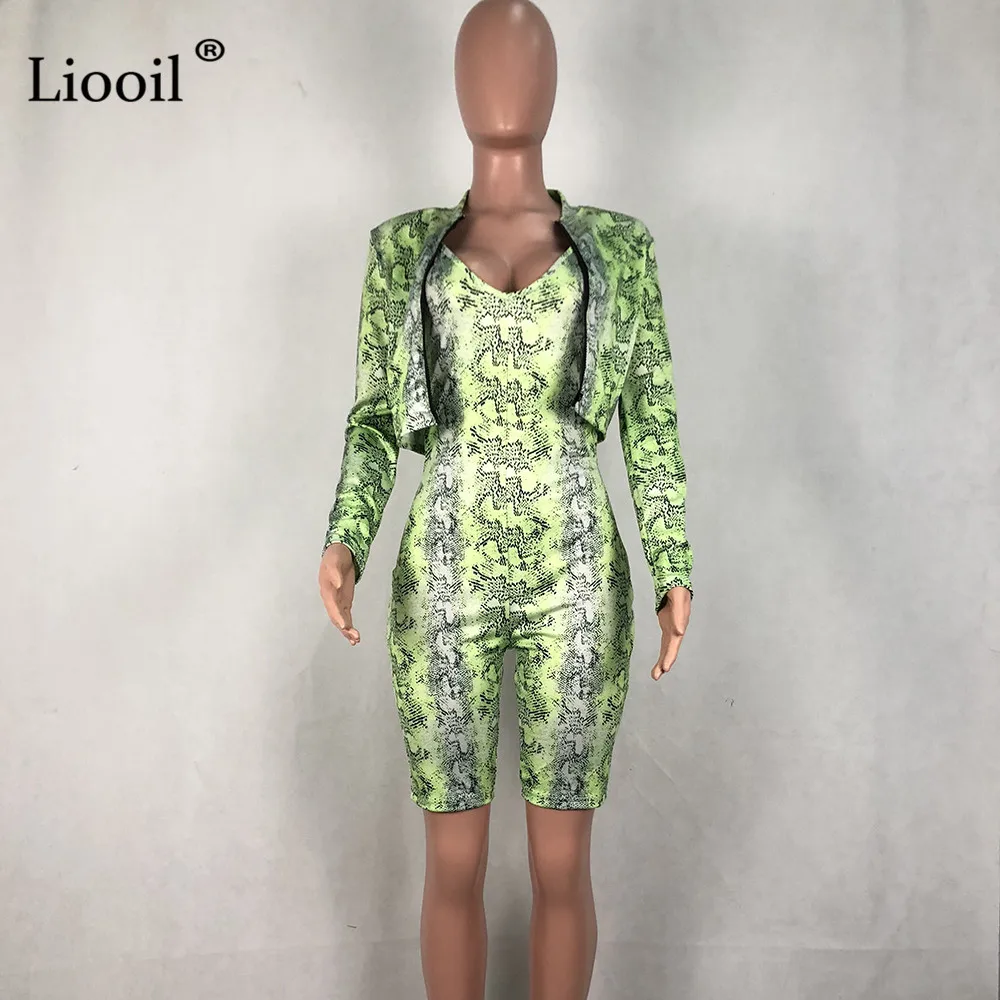 Женский комплект из двух предметов Liooil сексуальный комбинезон со змеиным
