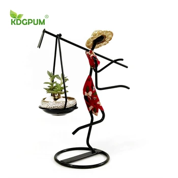 

Modern handmade ceramic vase creative wrought iron potted plant pot succulents farmhouse girl home decoration ornaments