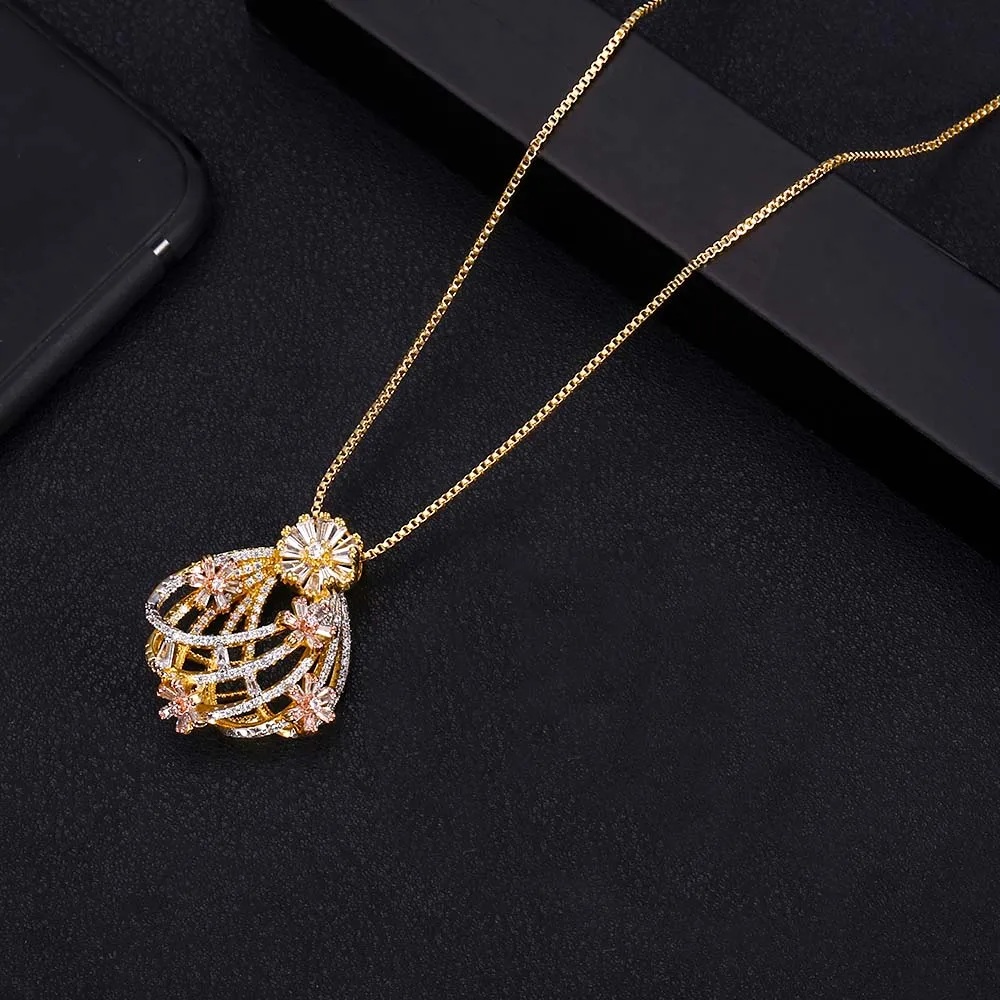 JaneKelly popular AAA cubic zirconia chain necklace Torque brass base with gold plating women's accessarioes | Украшения и