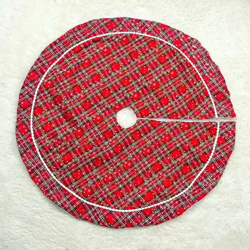 

Christmas Tree Skirt Decor Lattice Snowflake Bottom Floor Mat Cover Merry Xmas Decoration Scene Layout Supplies