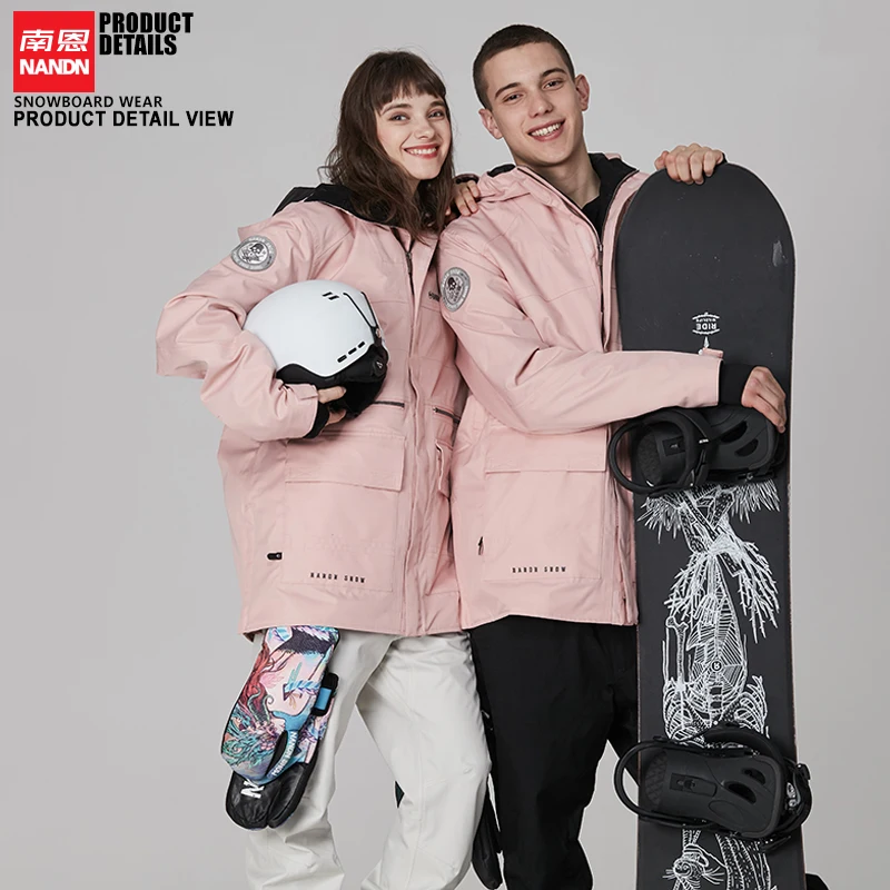 NANDN лыжная куртка водонепроницаемая Теплая мужская wo Мужская Сноуборд - Цвет: pink