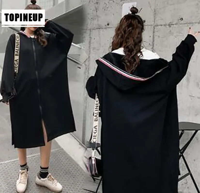 

High Street loose Style LONG SLEEVE spring Long Hooded Trench Jacket feMale Loose Coat zo065