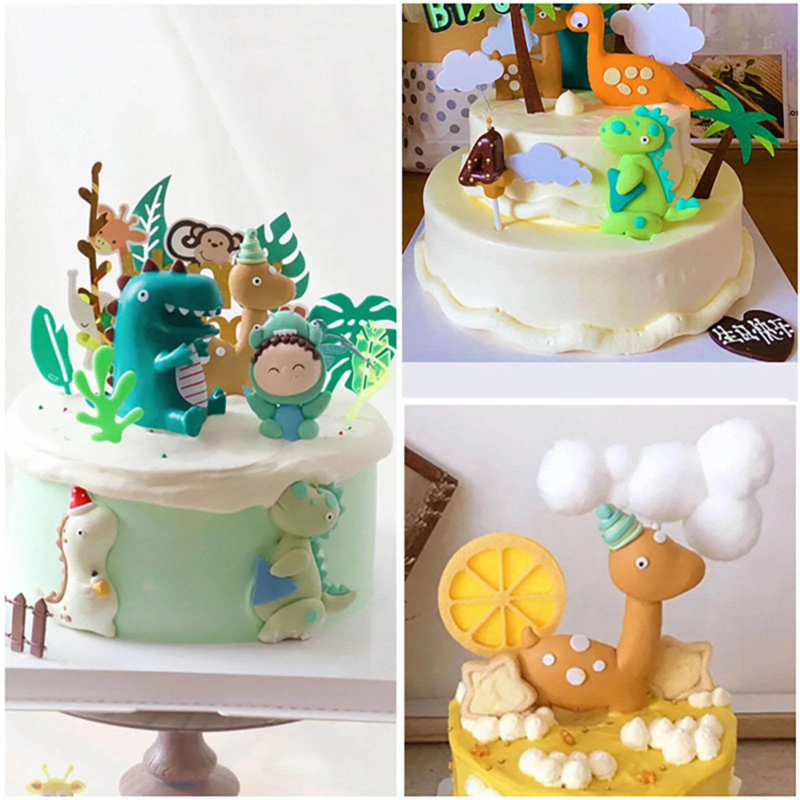 Cartoon Animals Dinosaur Silicone Molds Baby Birthday Fondant Cake Decorating 
