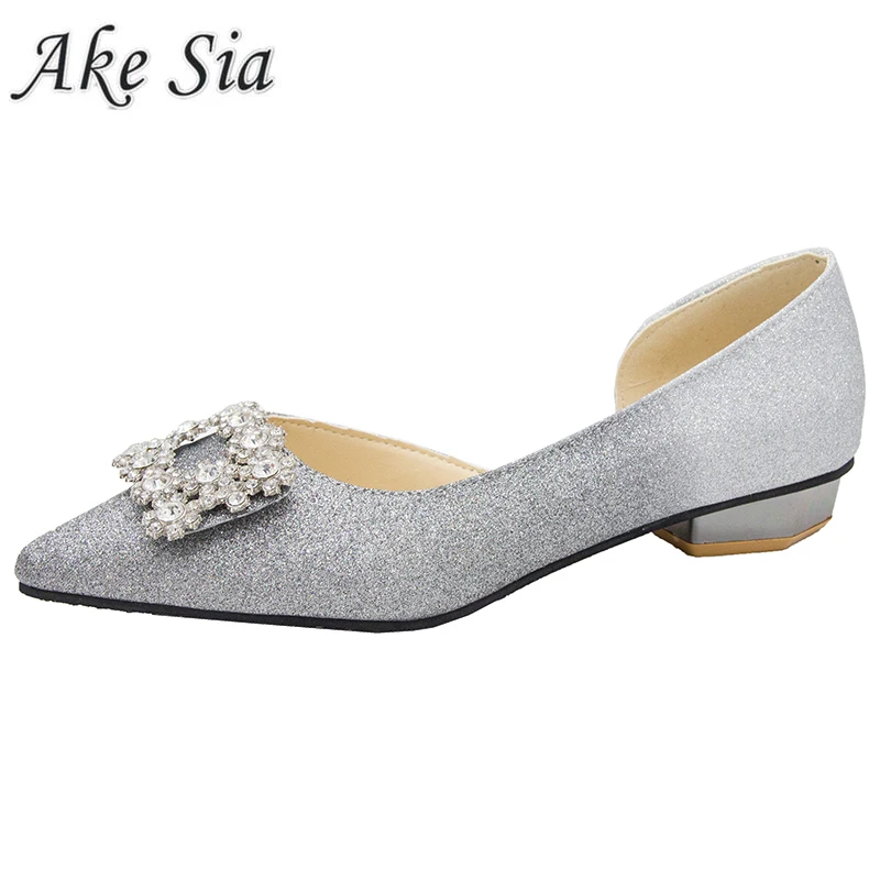 

2019 new women's casual Boards Shoes Zapatos shallow mouth pointed rhinestone sets of feet flat shoes Outdoor walk single shoes