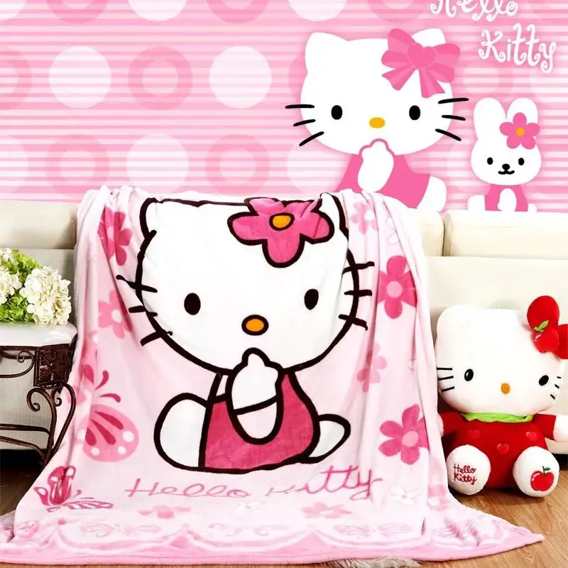 kitty 150*200 см принцесса Человек-паук Флаги дети мультфильм одеяло вельветовое детское Флисовое одеяло s диван кровать самолет путешествия пледы - Цвет: kitty