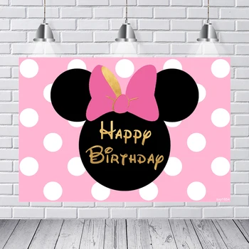 

Photography Backdrops Custom Pink Minnie Mouse Birthday Party Backdrop Customized Decor Backdrops Photo Studio Banner
