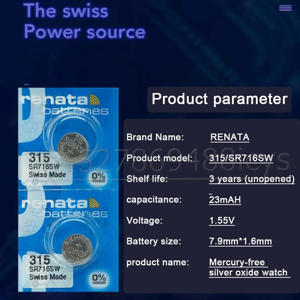 batteries for blink camera Original RENATA 315 SR716SW 1.55V Silver Oxide Watch Battery SR716 D315 Long Lasting Swiss Made Toys Calculator Button Coin Cell replacement batteries