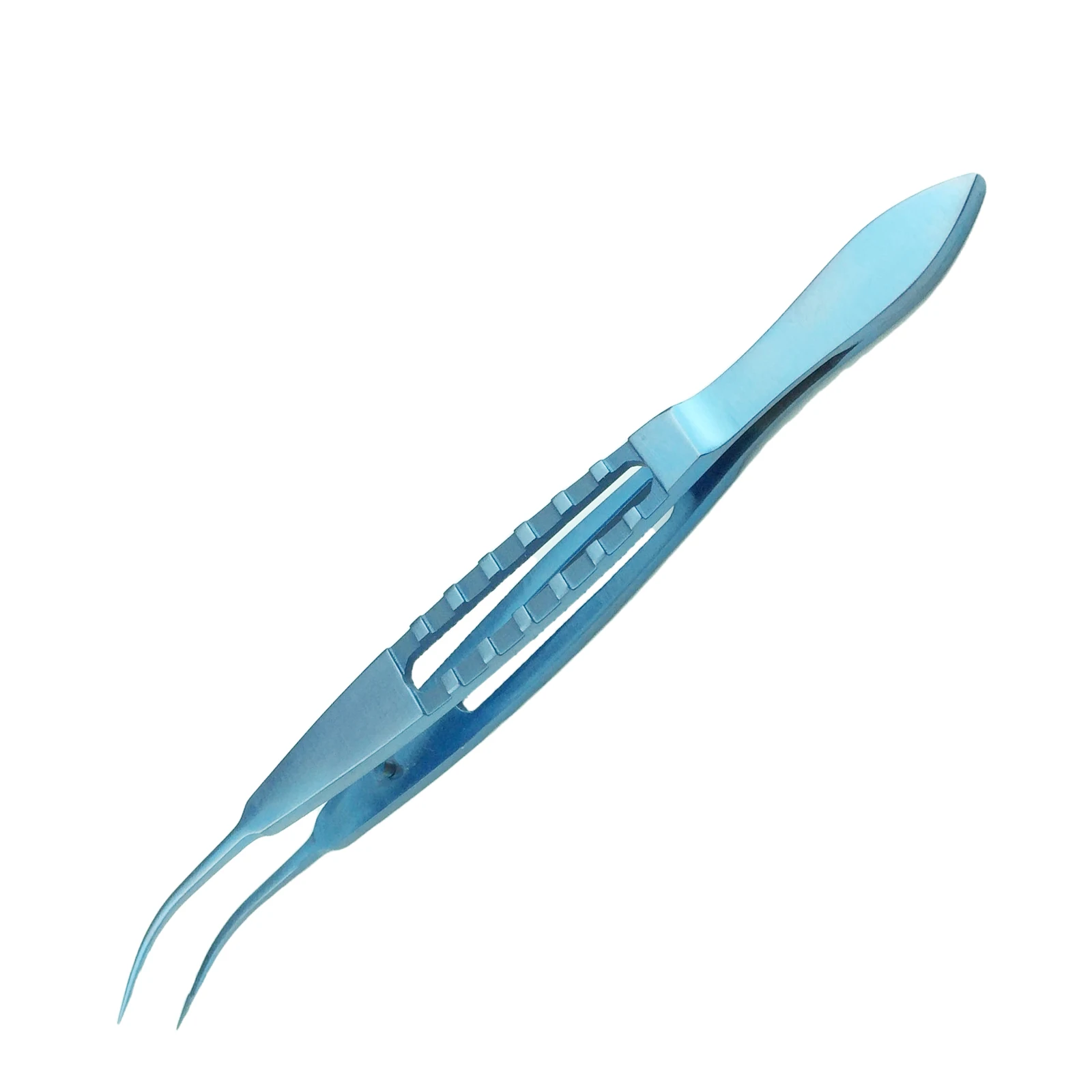 

1 шт. титановый изогнутый завязывающий пинцет, офтальмологический бесзубный пинцет с 5-миллиметровой платформой, офтальмологический хирургический инструмент