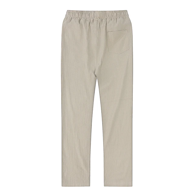 Pantalones de lino y algodón para hombre, ropa de calle transpirable, Color sólido, S-3XL 5