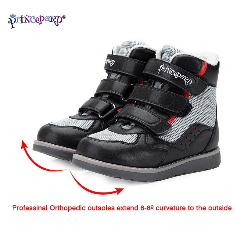 PRINCE PARD ортопедическая обувь для детей с высокой лодыжкой детская спортивная обувь с супинатором корректирующие кожаные кроссовки для мальчиков
