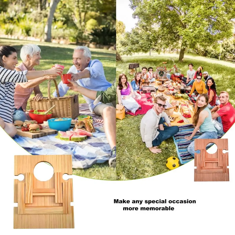 Portable Wooden Wine Picnic Table 6